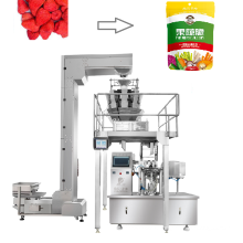 XK-200  Automatic Weighing rotary pouch packing machine for vacuum fried fruit chips with gas filling standing up bags